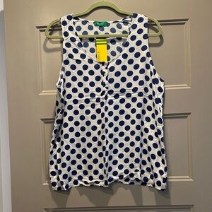 Polka Dot Sleeveless Top - Blue and White